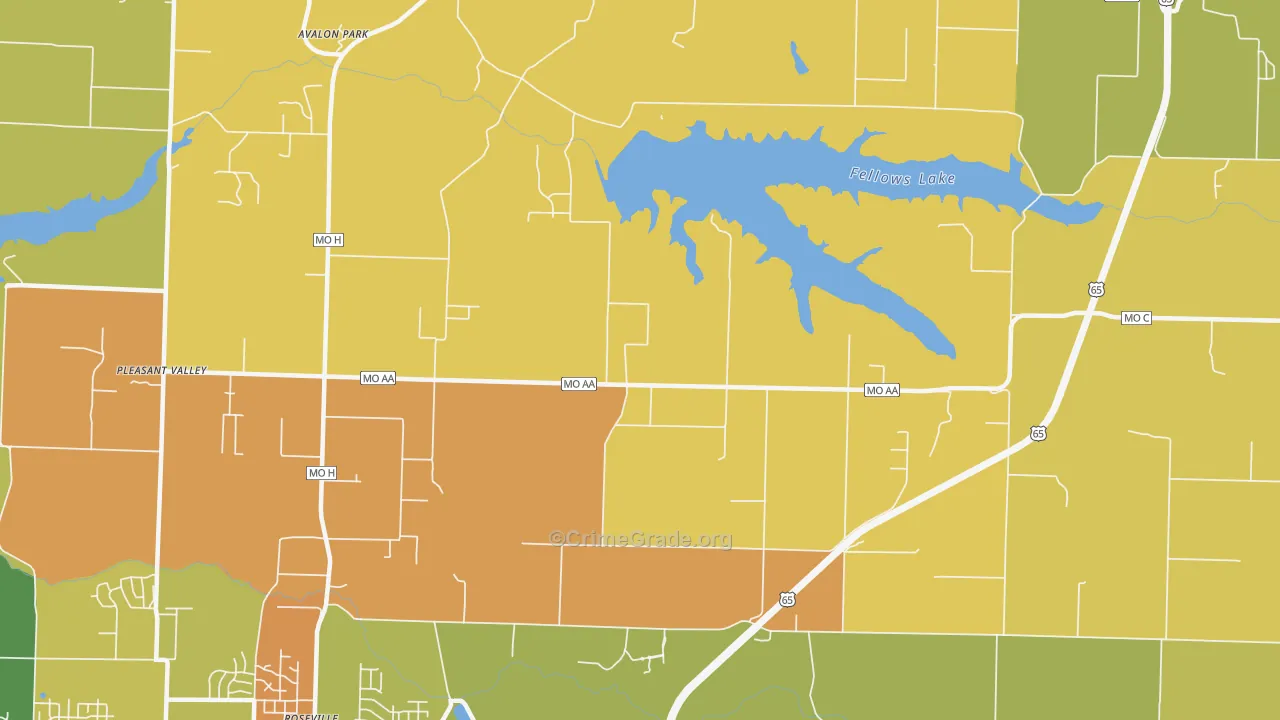 Valley Water Mills, MO Map of Arson Rates