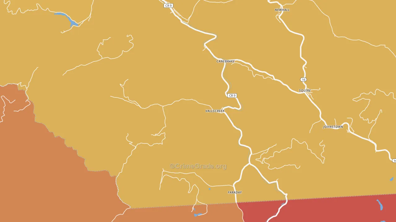 Vallscreek, WV Map of Arson Rates