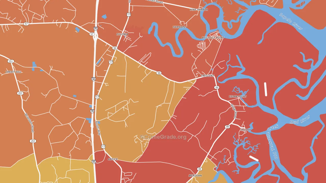 Valona, GA Map of Arson Rates