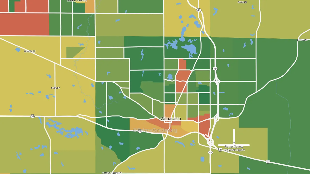 Valparaiso, IN Map of Arson Rates