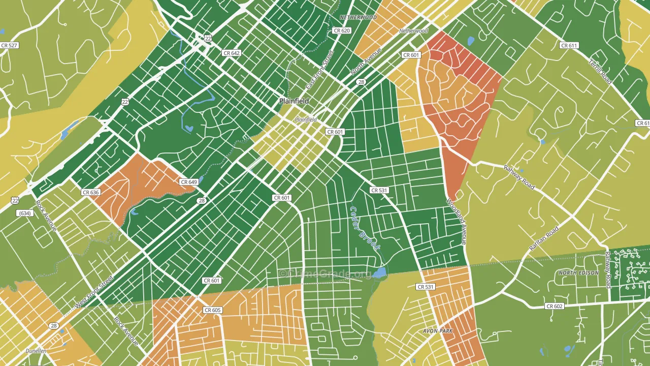 Van Wyck Brooks Historic District, Plainfield, NJ Map of Arson Rates