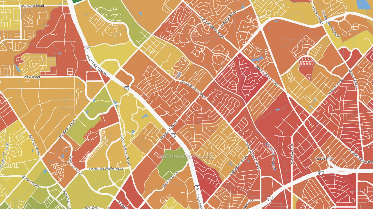 Vance Jackson, San Antonio, TX Map of Arson Rates