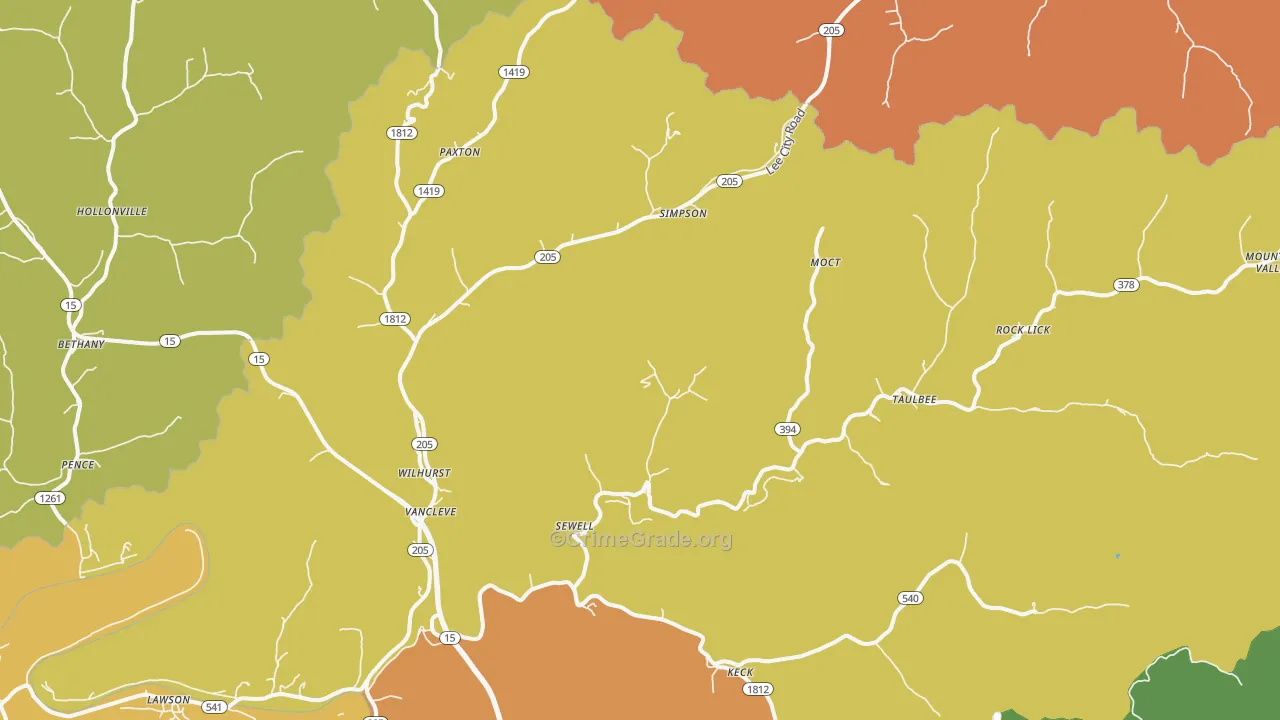 Vancleve, KY Map of Arson Rates
