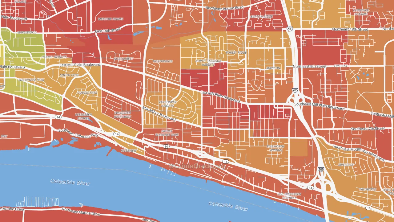 Vancouver Heights, Vancouver, WA Map of Arson Rates