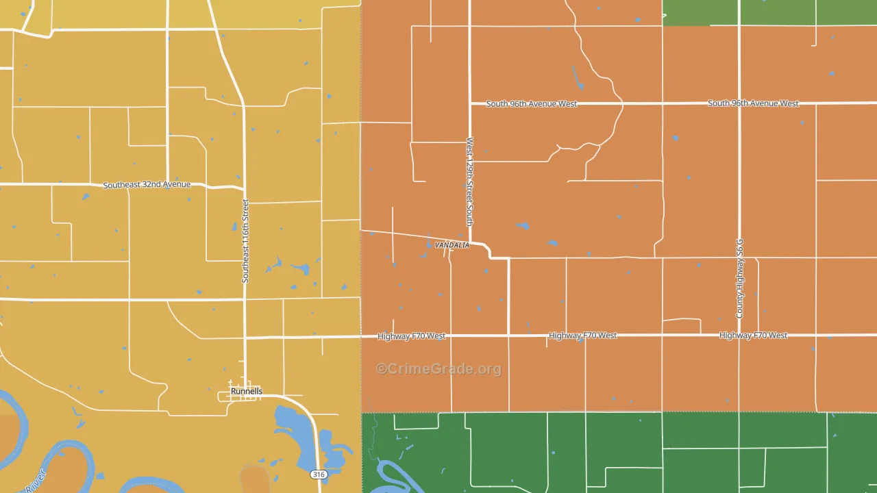 Vandalia, IA Map of Arson Rates