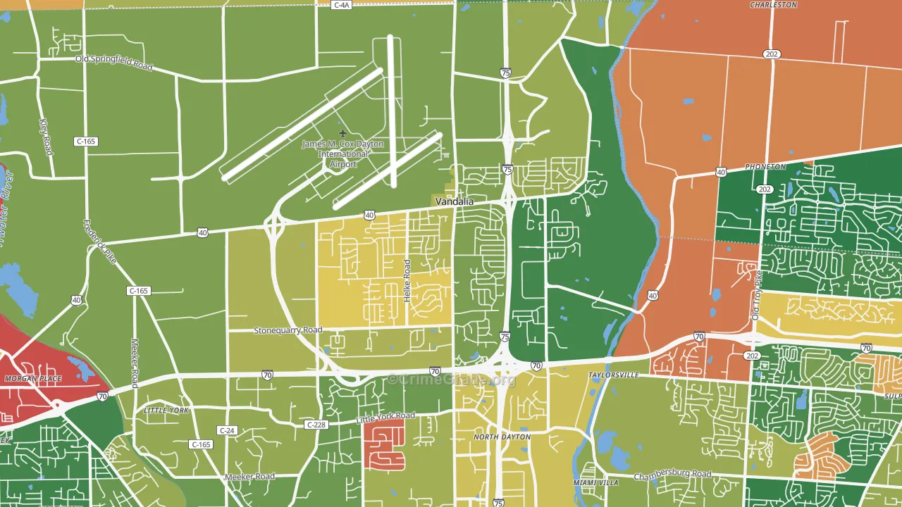 Vandalia, OH Map of Arson Rates