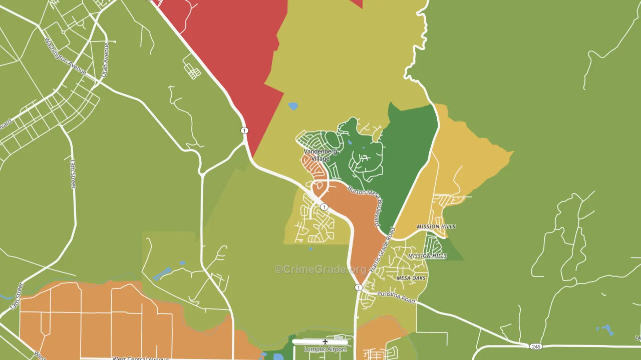Vandenberg Village, CA Map of Arson Rates