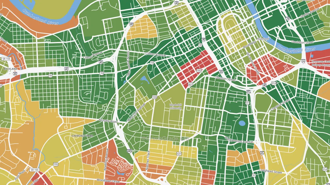 Vanderbilt-West End, Nashville, TN Map of Arson Rates