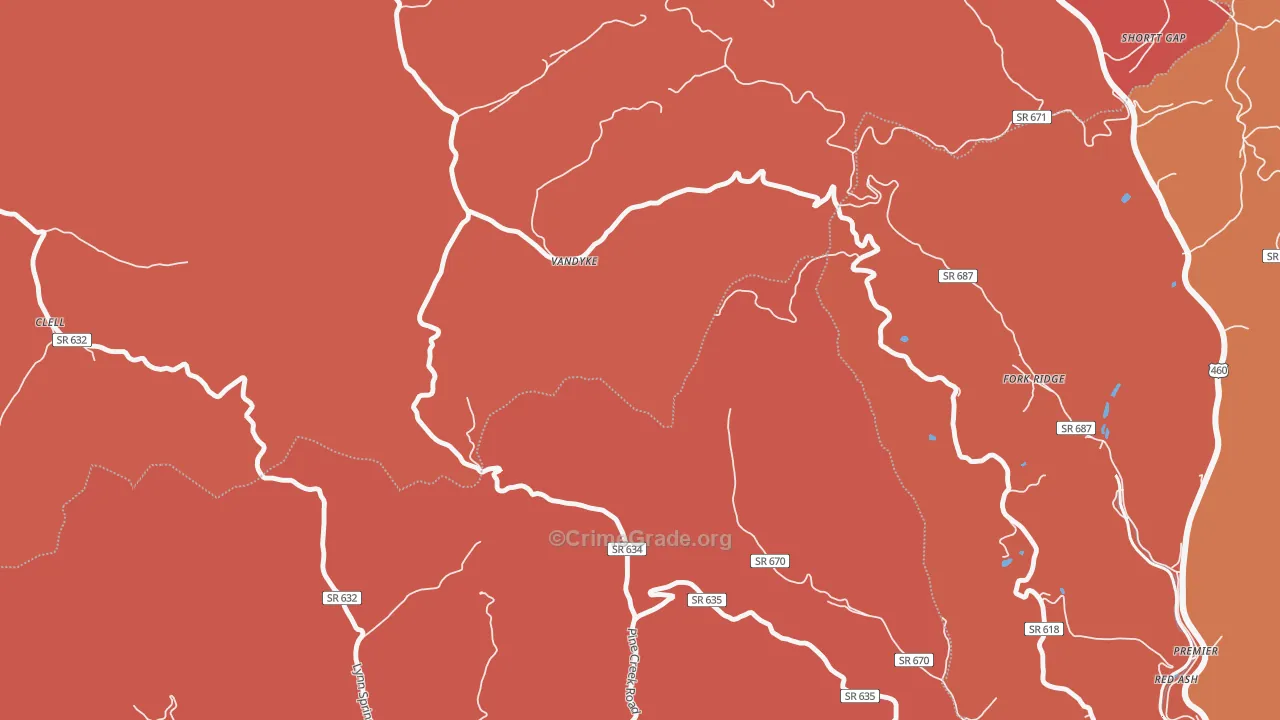 Vandyke, VA Map of Arson Rates