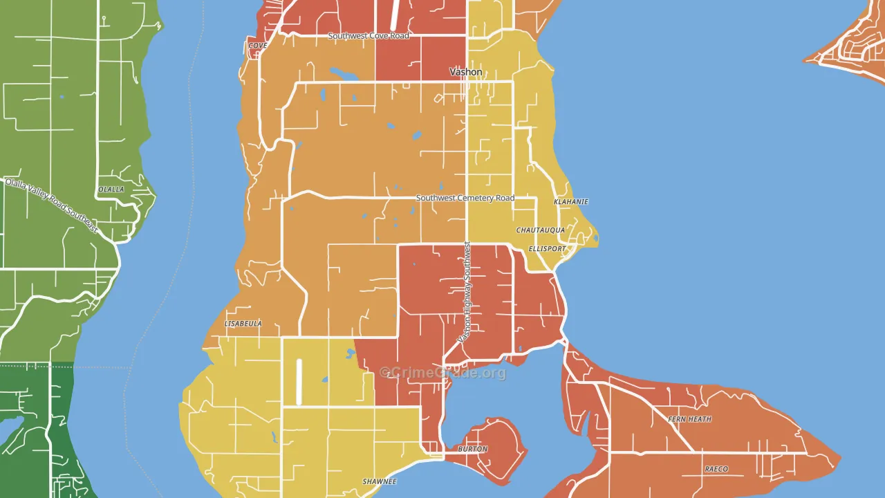 Vashon, WA Map of Arson Rates