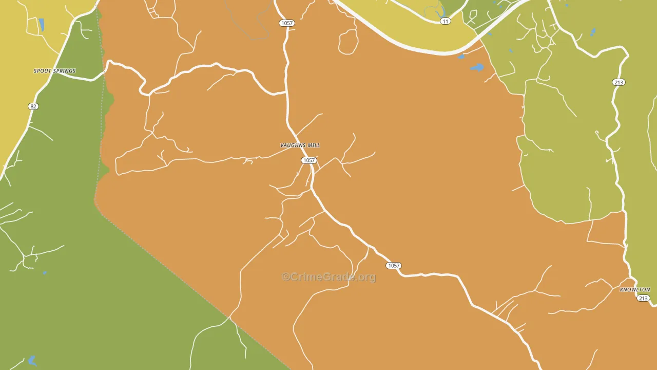 Vaughns Mill, KY Map of Arson Rates