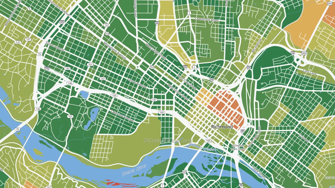 VCU, Richmond, VA Map of Arson Rates