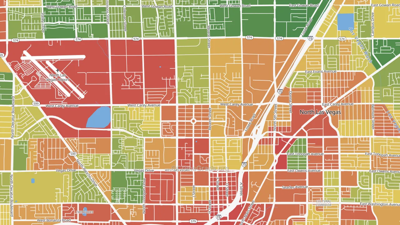 Vegas Heights, North Las Vegas, NV Map of Arson Rates