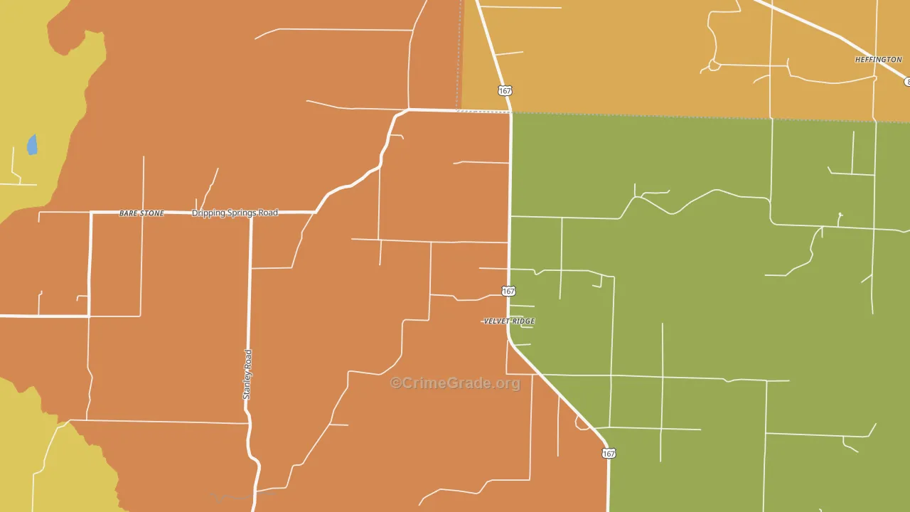 Velvet Ridge, AR Map of Arson Rates