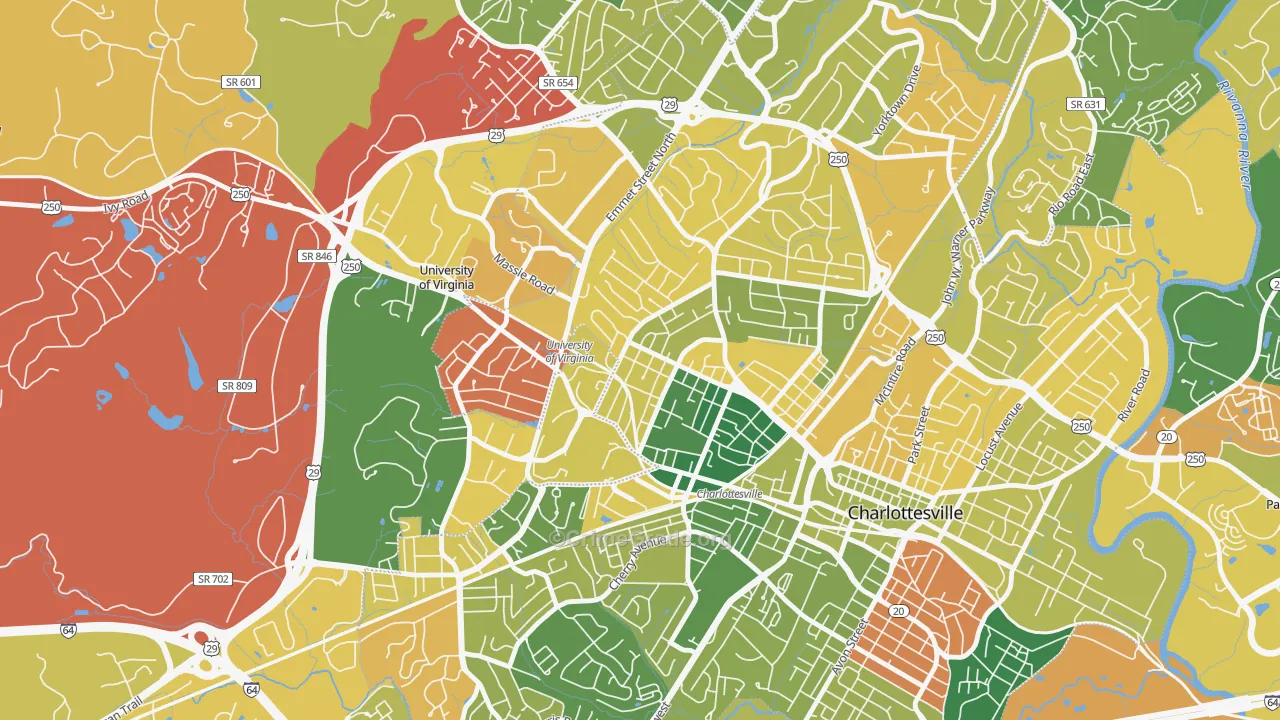 Venable, Charlottesville, VA Map of Arson Rates