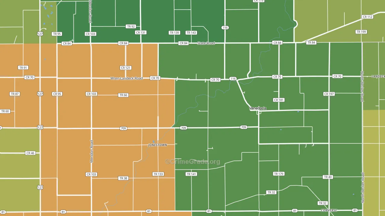 Venedocia, OH Map of Arson Rates