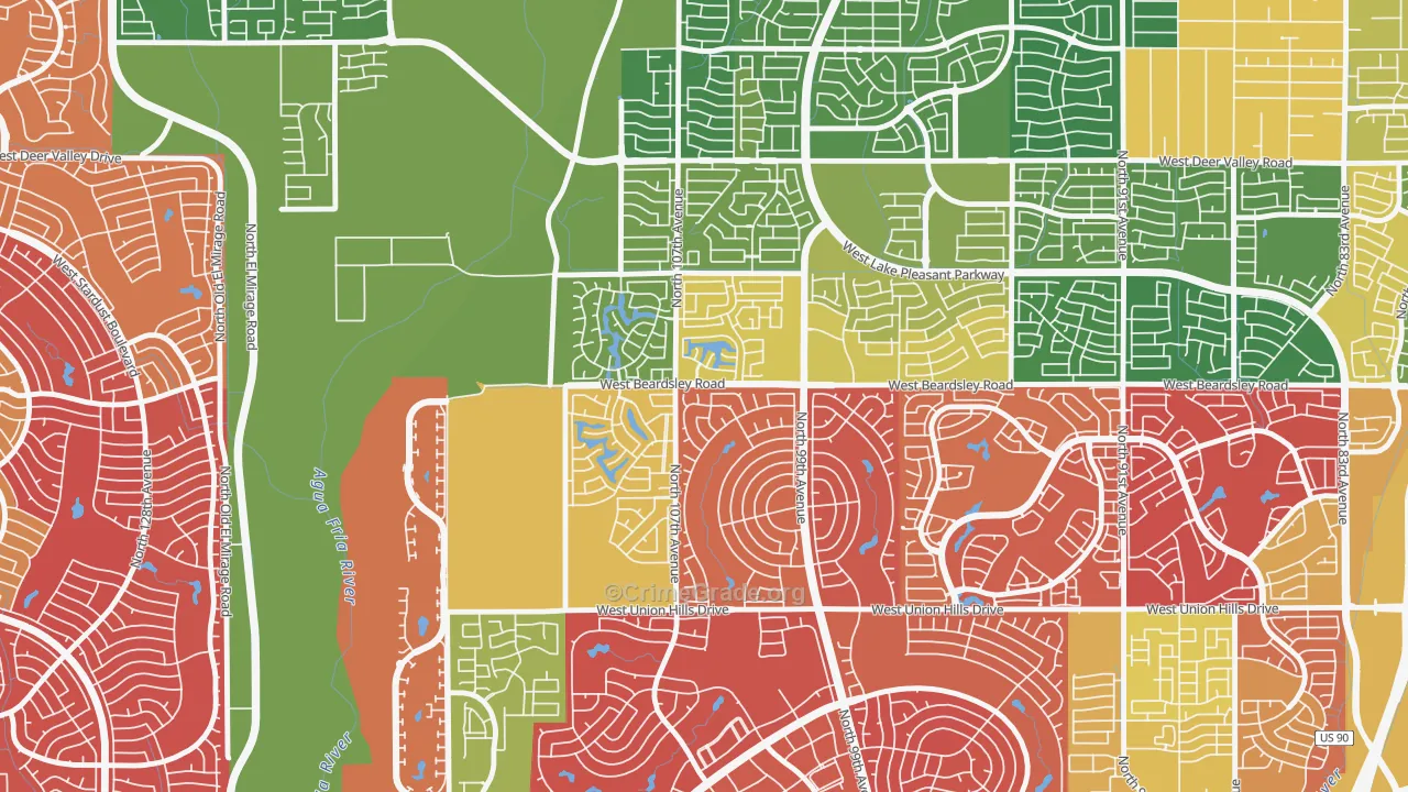 Ventana Lakes, Peoria, AZ Map of Arson Rates