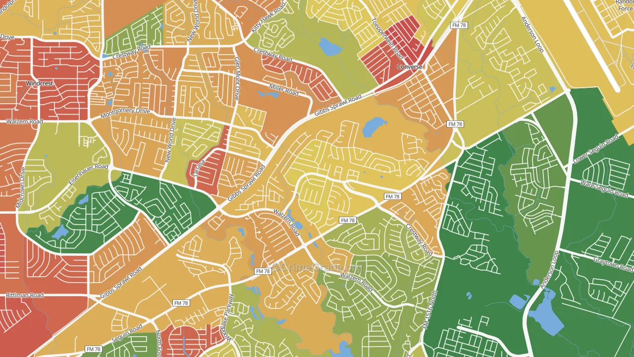 Ventura, San Antonio, TX Map of Arson Rates