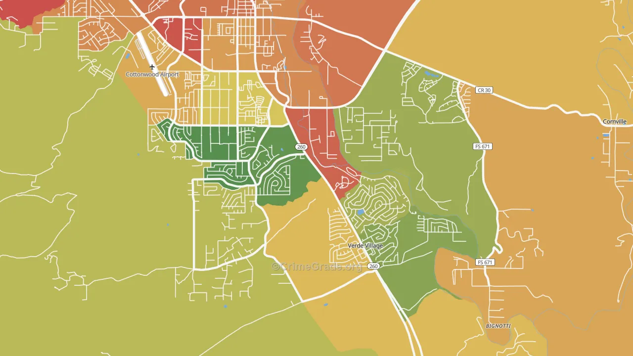 Verde Village, AZ Map of Arson Rates