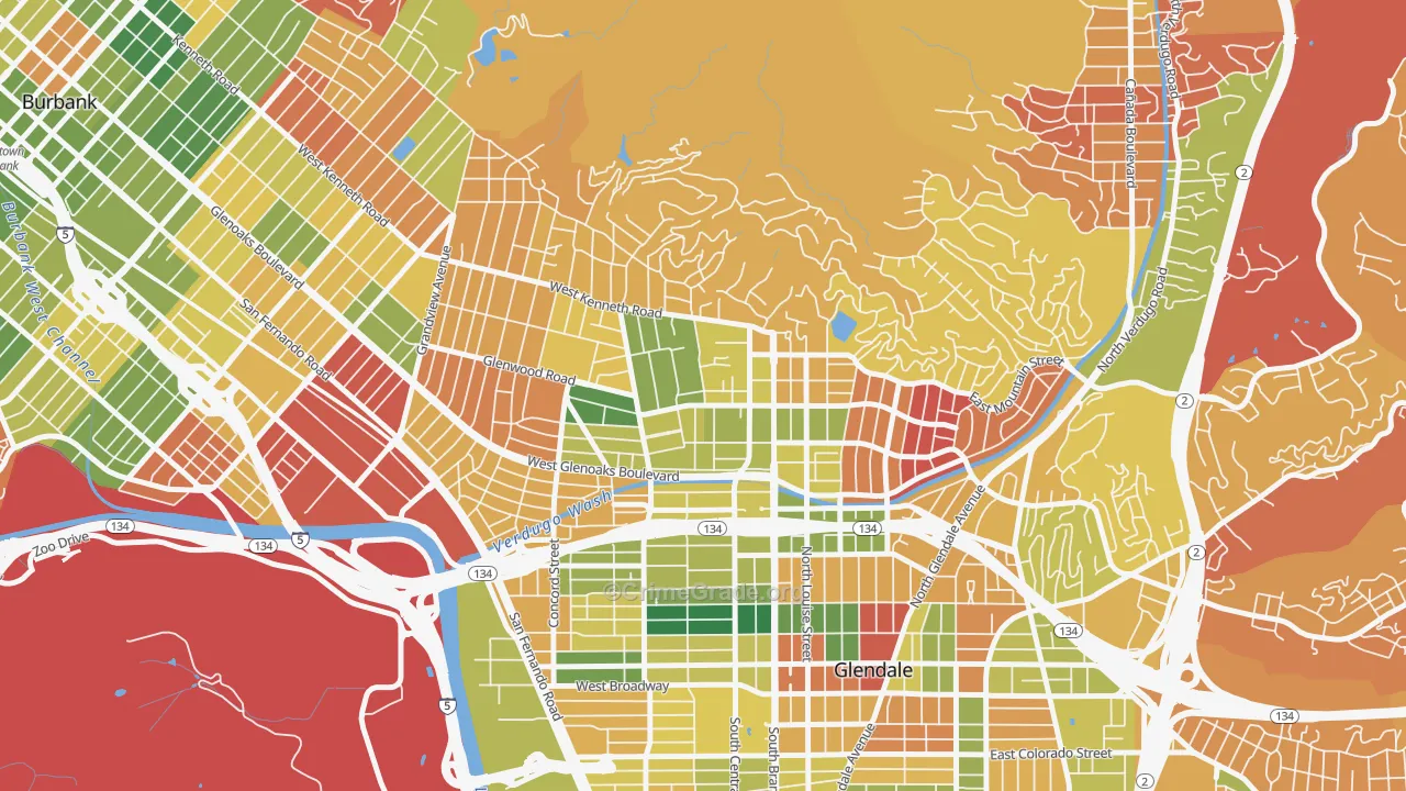 Verdugo Viejo, Glendale, CA Map of Arson Rates