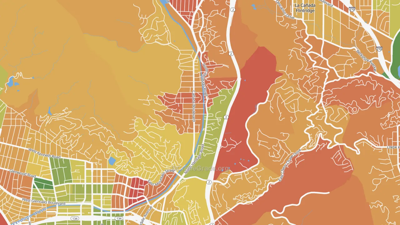 Verdugo Woodlands, Glendale, CA Map of Arson Rates