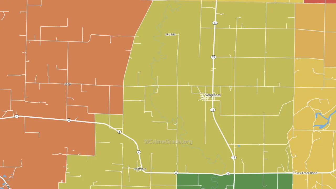 Vergennes, IL Map of Arson Rates