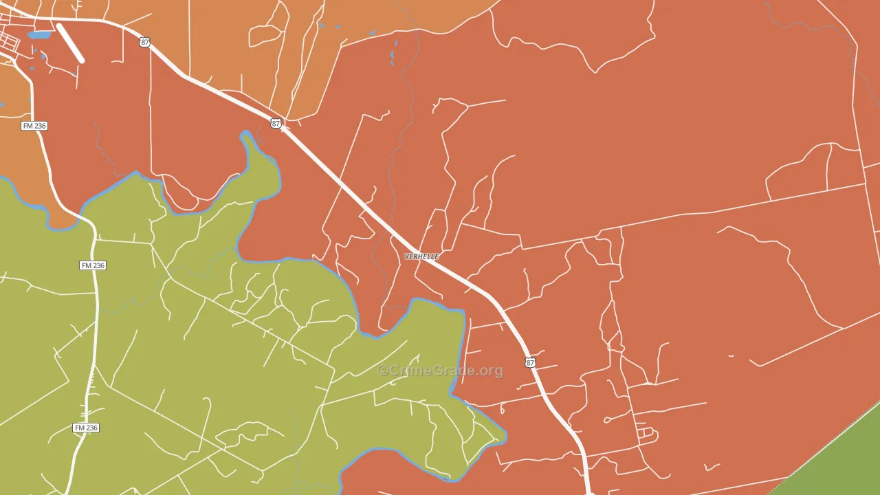 Verhelle, TX Map of Arson Rates