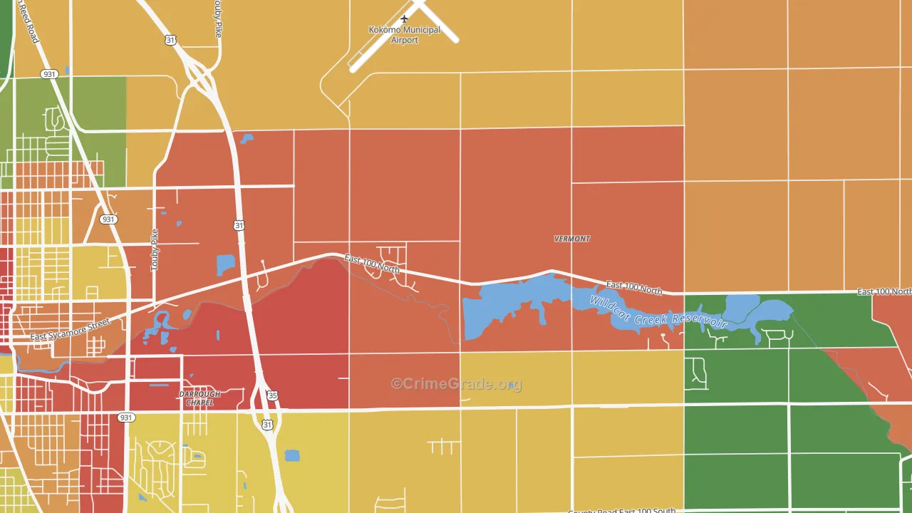 Vermont, IN Map of Arson Rates