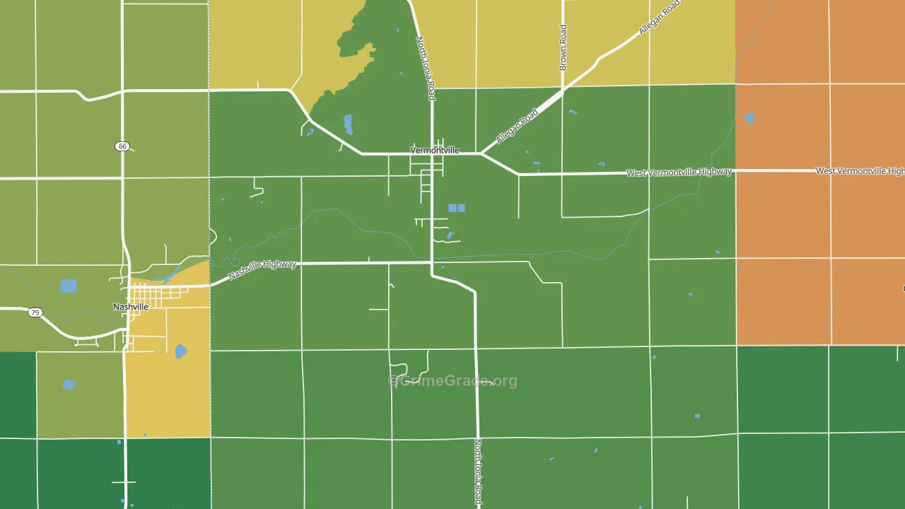 Vermontville, MI Map of Arson Rates