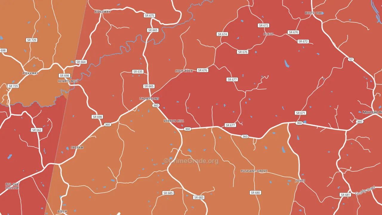 Vernon Hill, VA Map of Arson Rates