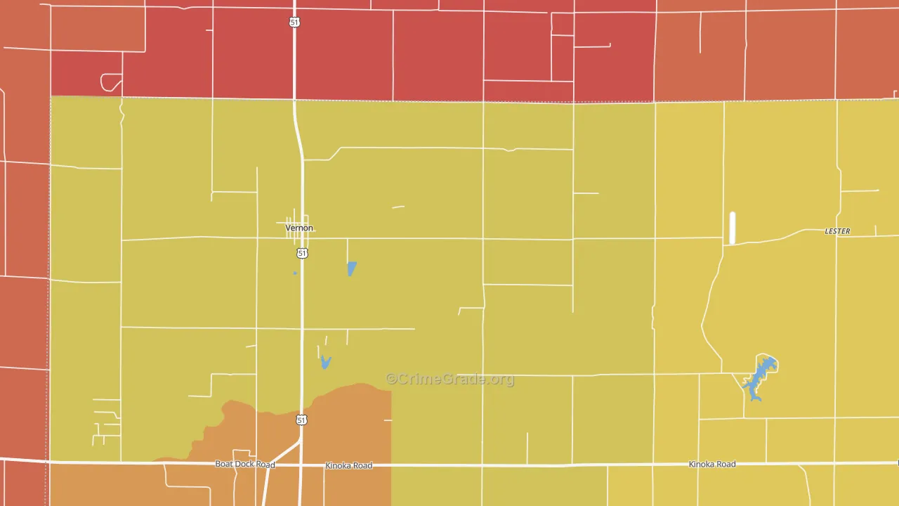 Vernon, IL Map of Arson Rates