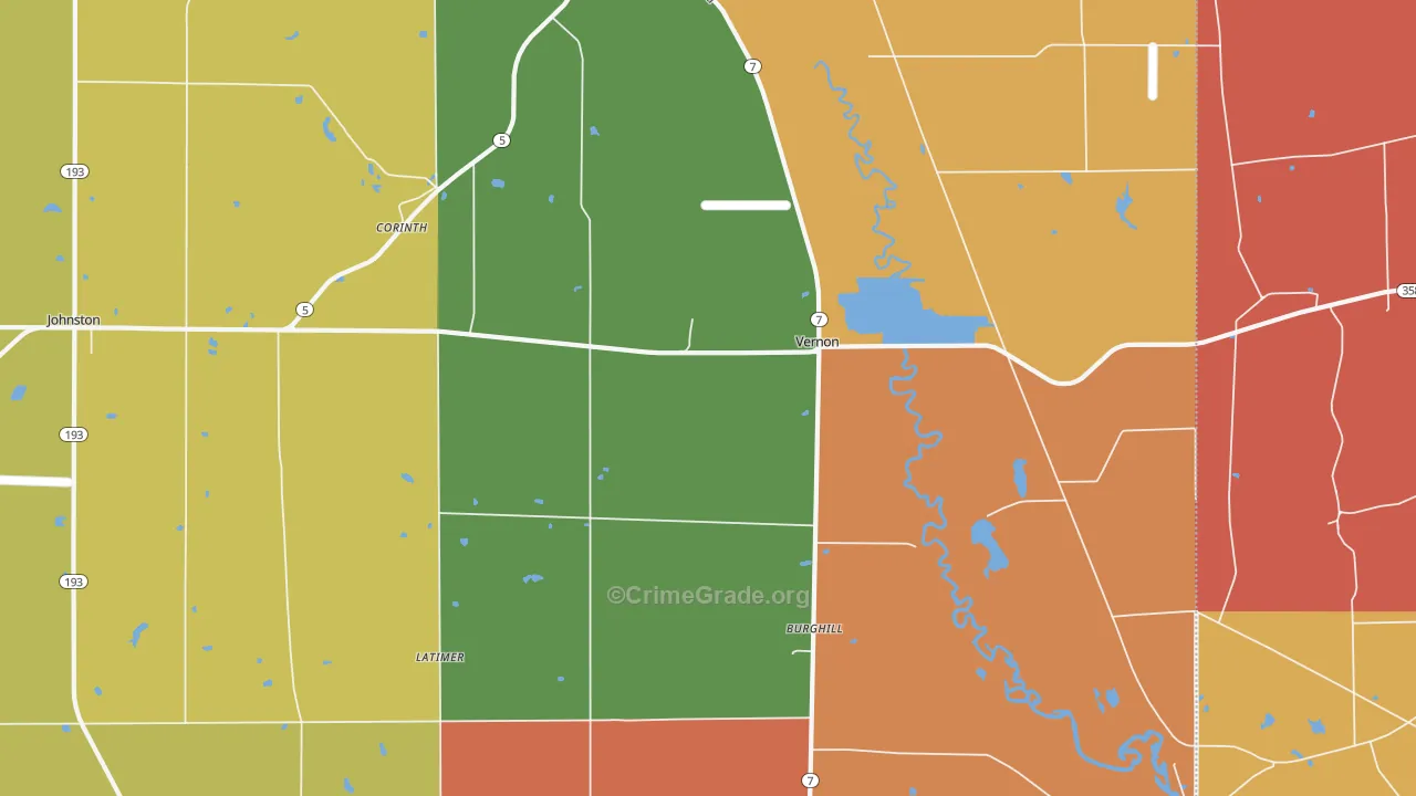 Vernon, OH Map of Arson Rates