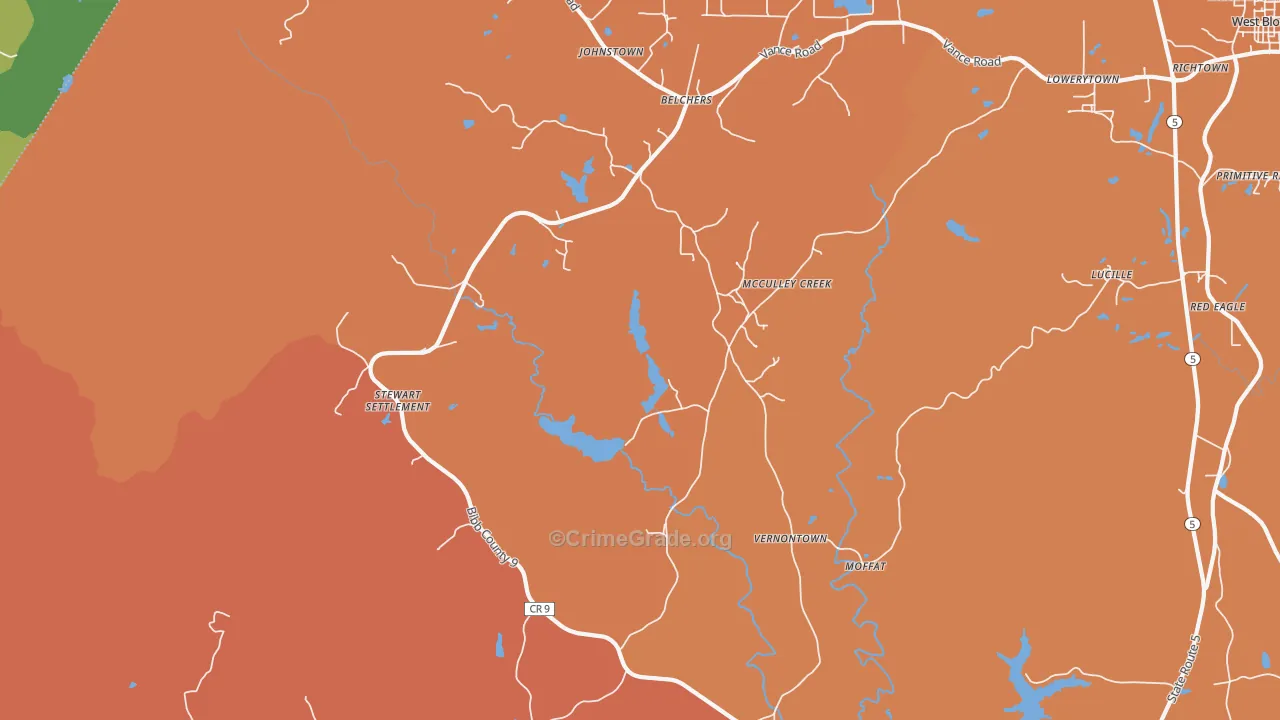 Vernontown, AL Map of Arson Rates