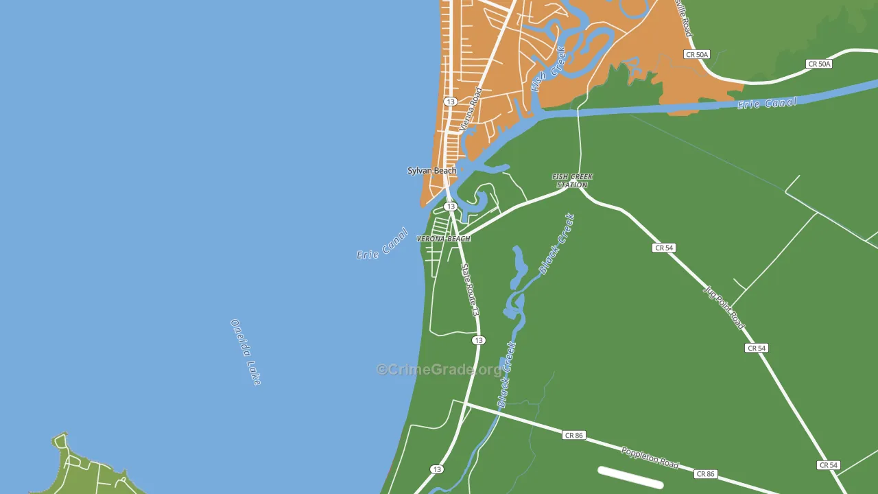Verona Beach, NY Map of Arson Rates