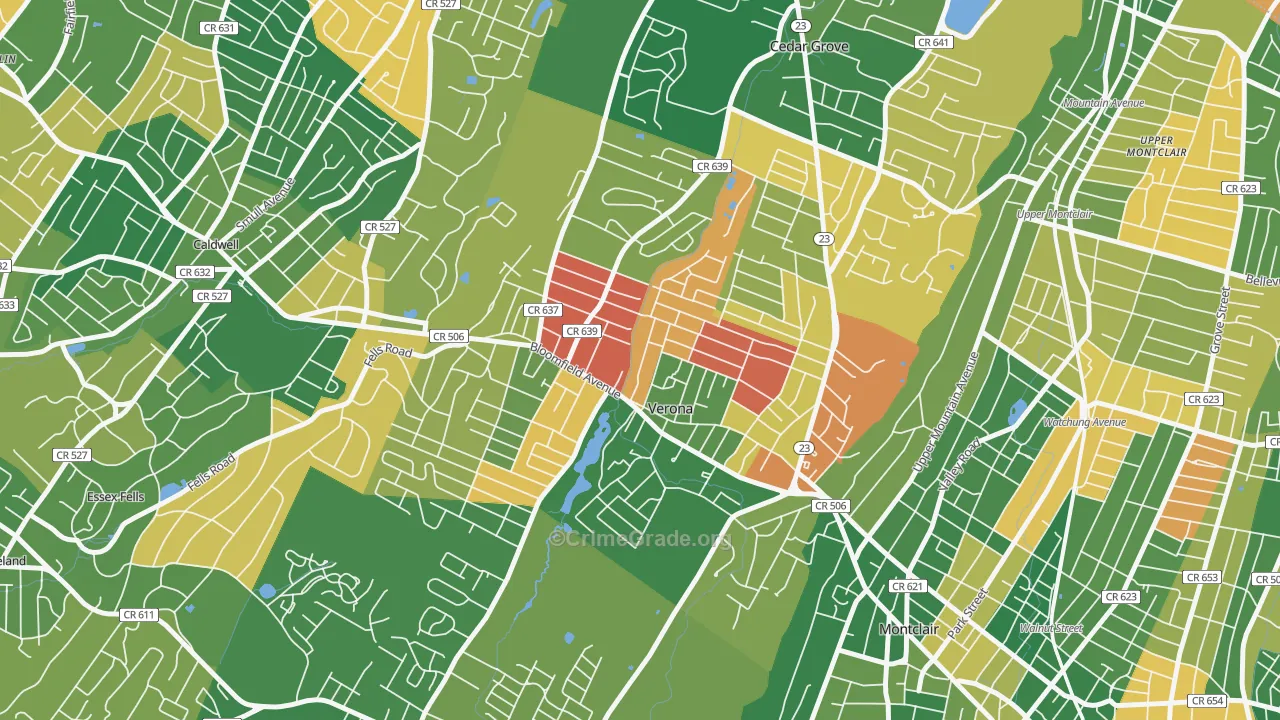 Verona, NJ Map of Arson Rates