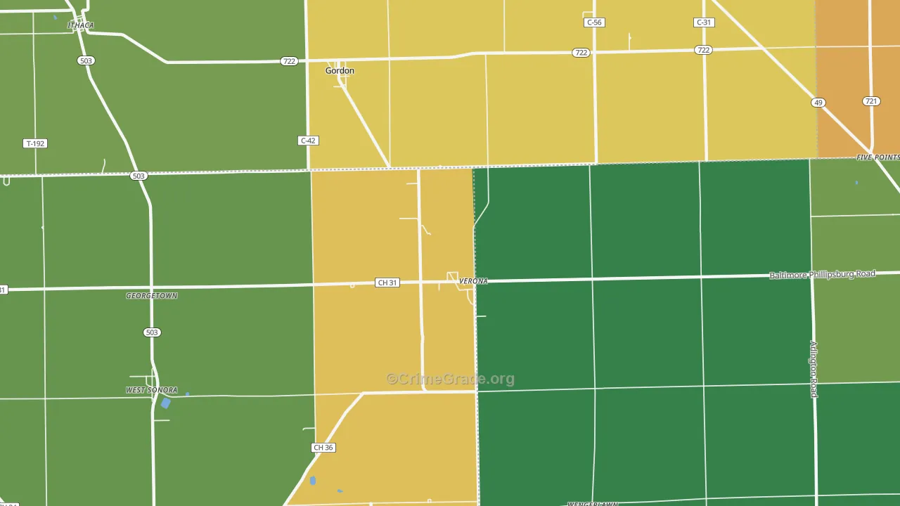 Verona, OH Map of Arson Rates