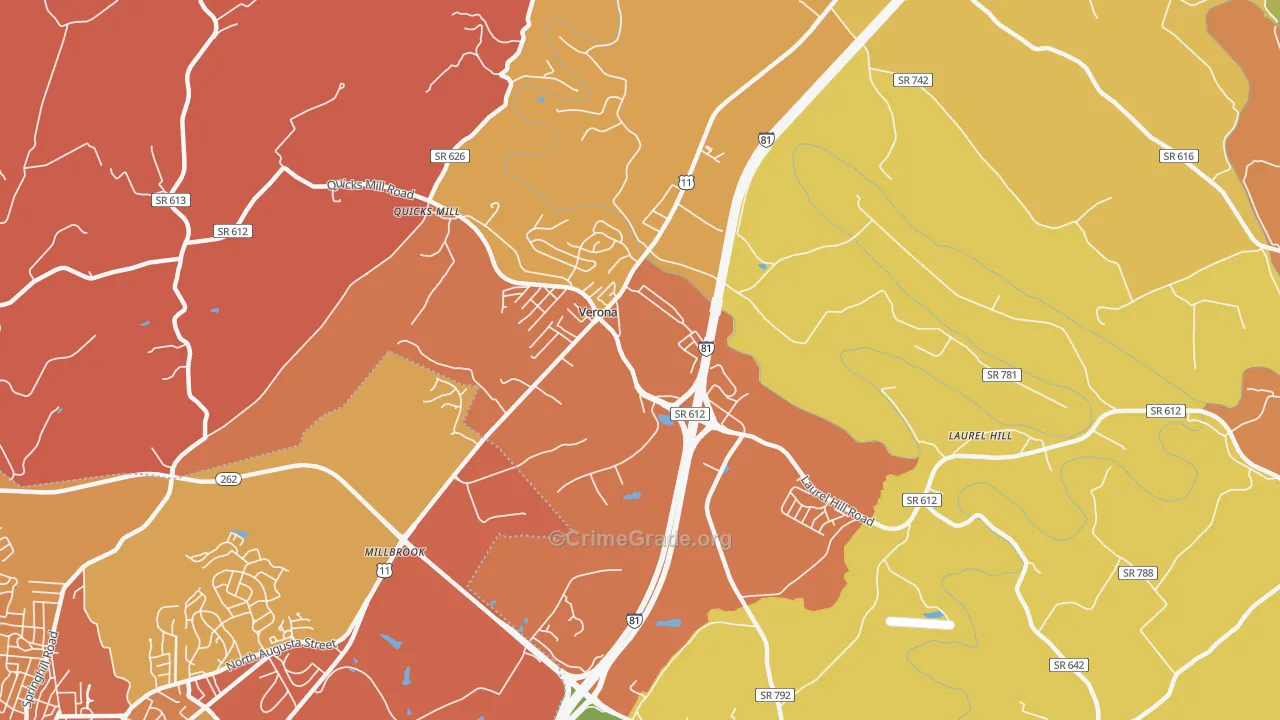 Verona, VA Map of Arson Rates