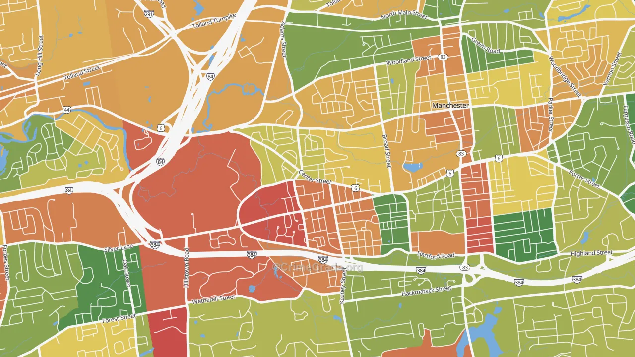 Verplanck, Manchester, CT Map of Arson Rates
