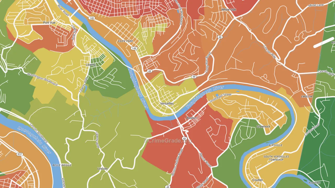 Versailles, PA Map of Arson Rates