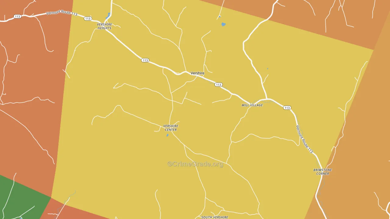 Vershire, VT Map of Arson Rates