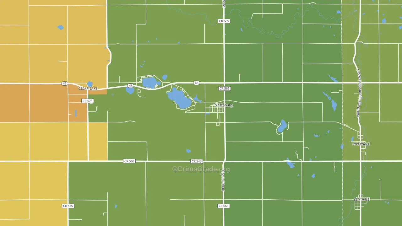Vestaburg, MI Map of Arson Rates