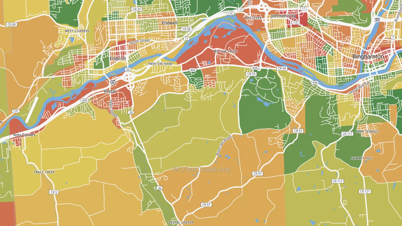 Vestal, NY Map of Arson Rates