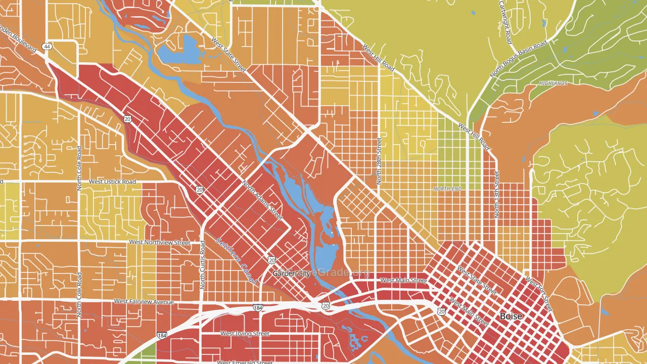 Veterans Park, Boise, ID Map of Arson Rates