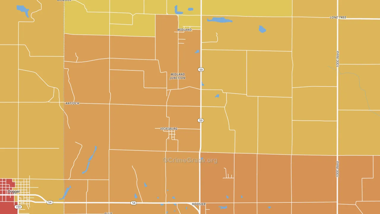 Vicksburg, IN Map of Arson Rates