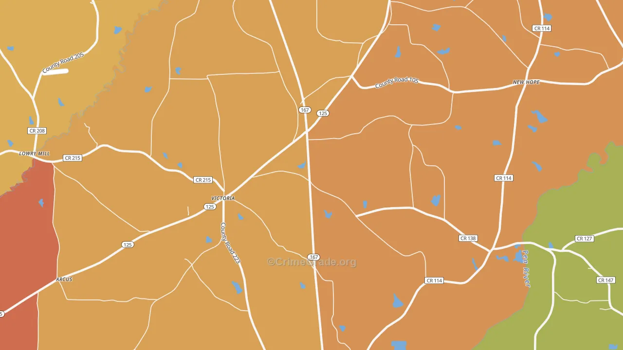 Victoria, AL Map of Arson Rates