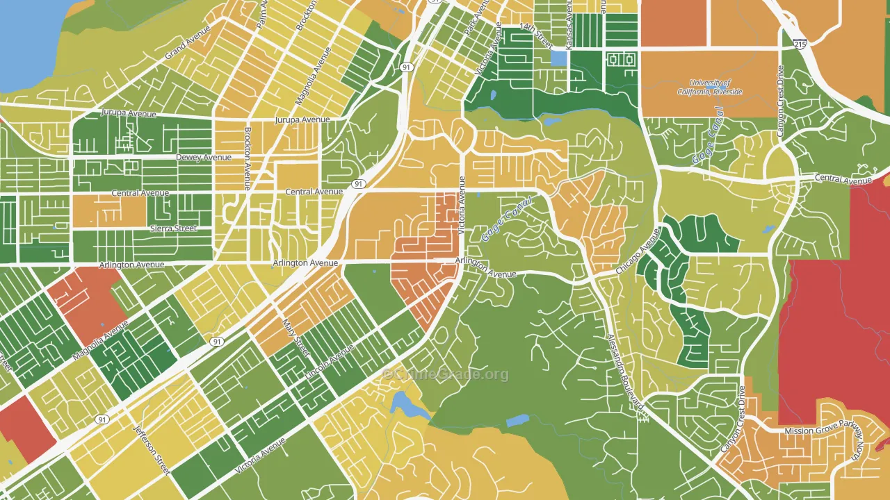 Victoria, Riverside, CA Map of Arson Rates
