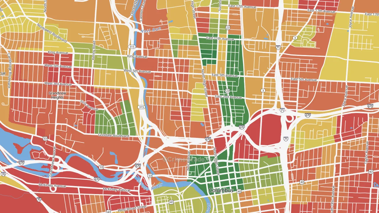 Victorian Village, Columbus, OH Map of Arson Rates