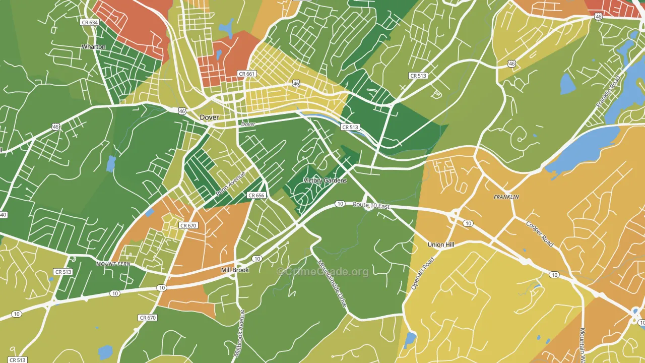 Victory Gardens, NJ Map of Arson Rates