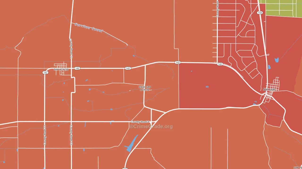 Viejo San Acacio, CO Map of Arson Rates