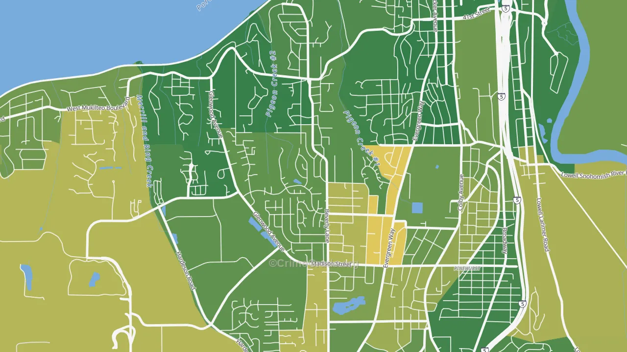 View Ridge-Madison, Everett, WA Map of Arson Rates